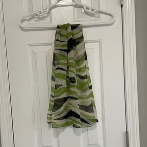 Green and Black Patterned Scarf